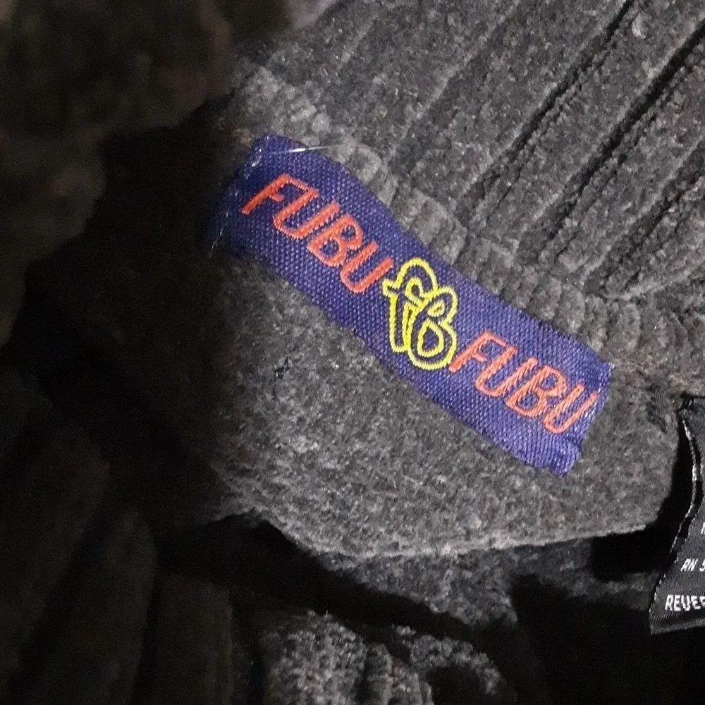 Vintage FUBU sweater pullover men M chenille turtleneck gray y2k soft Retro cozy